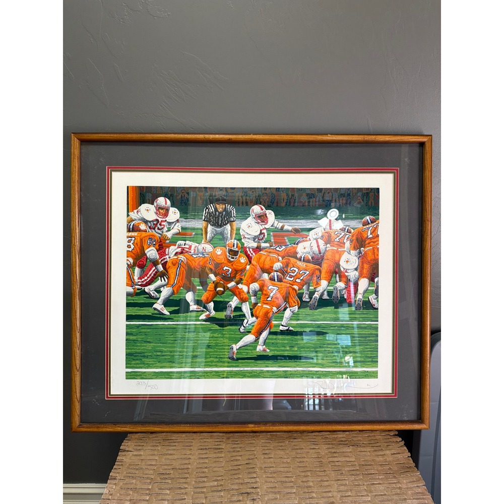 Rick Rush Signed Numbered 273/500 1982 Clemson National Football Art Framed